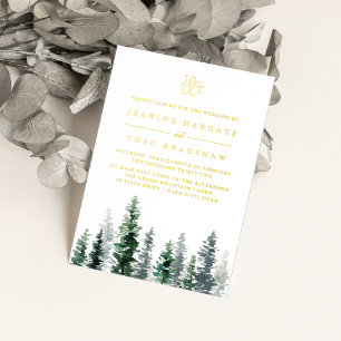 Timber Grove Winter Forest Wedding Foil Invitation