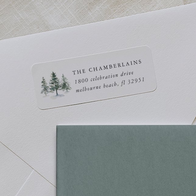 Timber Grove Winter Pine Tree Return Address Label (Creator Uploaded)