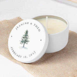 Timber Grove Winter Pine Tree Wedding Mini Candle Favors