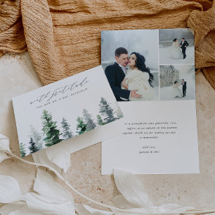 Timber Grove   Winter Pine Wedding Letterpress Thank You Card
