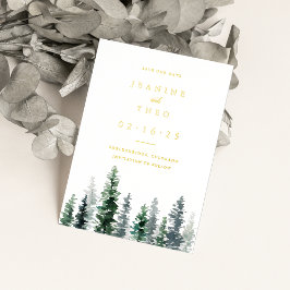 Timber Grove | Winter Save the Date Gold Foil Invitation