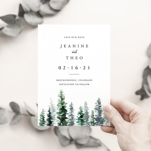 Timber Grove  Winter Watercolor Save the Date