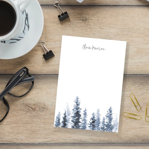 Timber Grove  Winter Watercolor Tree Personalized Post_it Notes