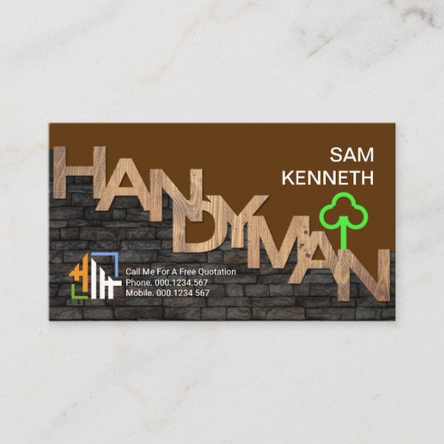 Timber Handyman Signage Brick Wall Home Repairs Business Card
