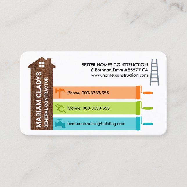 Timber Home Building Tools Panel Business Card (Front)