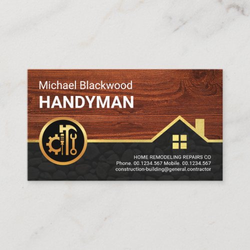 Timber Layer Stone Wall Construction Business Card