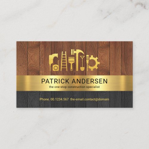 Timber Panels Gold Stripe Handyman Tools Business Card