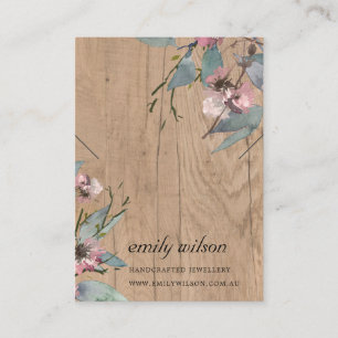 TIMBER PINK FLORAL EUCALYPTUS NECKLACE DISPLAY BUSINESS CARD