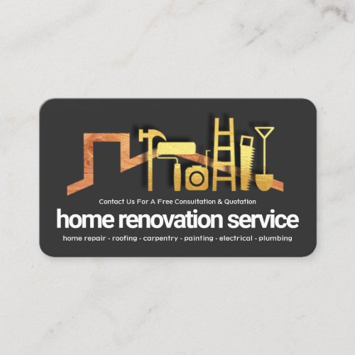 Timber Rooftop Gold Handyman Tools Business Card