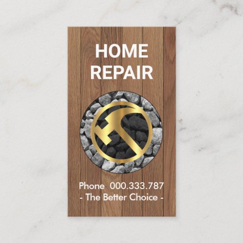 Timber Wall Stone Placard Hammer Business Card