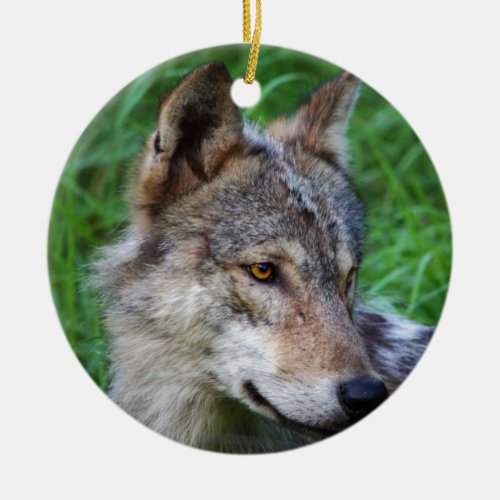 Timber Wolf Ceramic Ornament