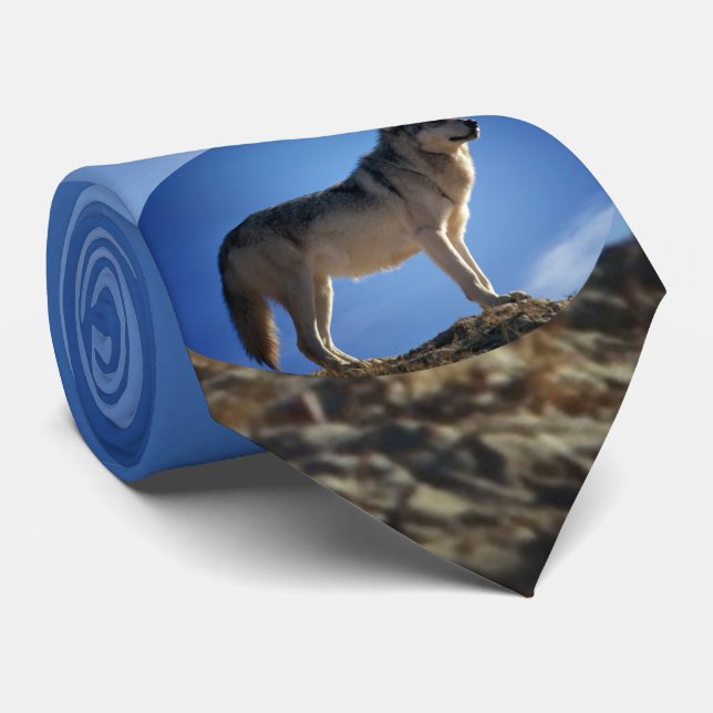 Timber Wolf in Montana - Big Sky Country Neck Tie (Rolled)