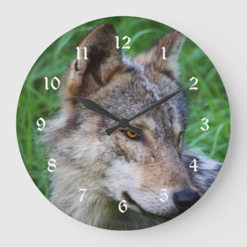 Timber Wolf Large Clock