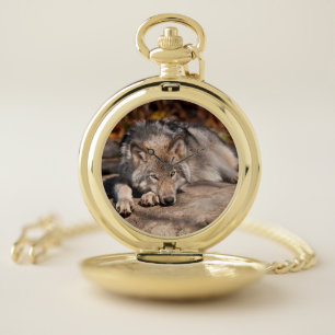 Timber Wolf Pocket Watch