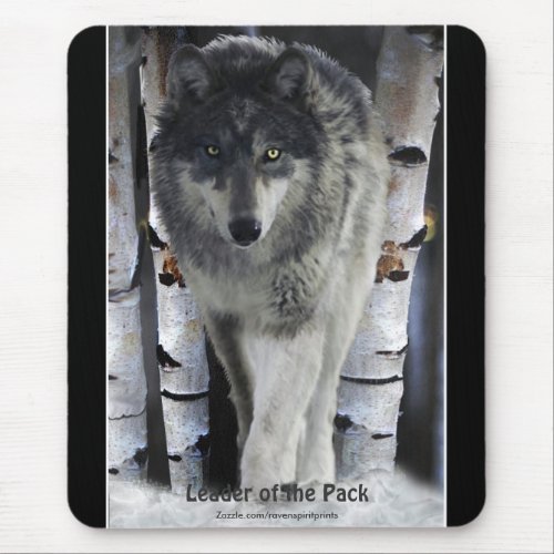 Timber Wolf Snow and Trees Wildlife Art Mouse Pad