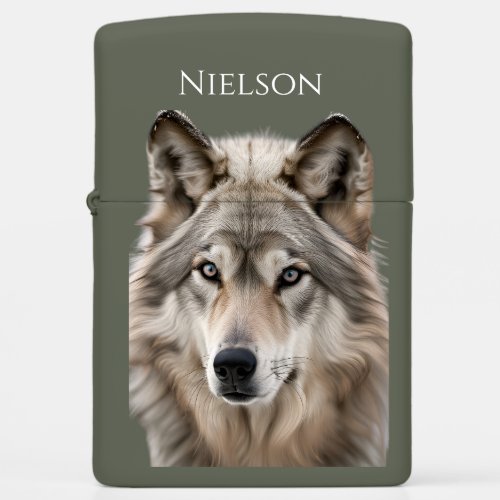 Timber Wolf Wilderness Personalized Name  Zippo Lighter