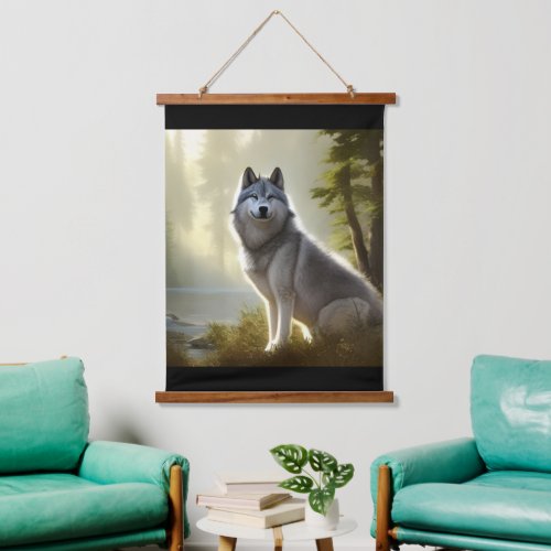 Timber Wolf Wildlife Portrait  Hanging Tapestry