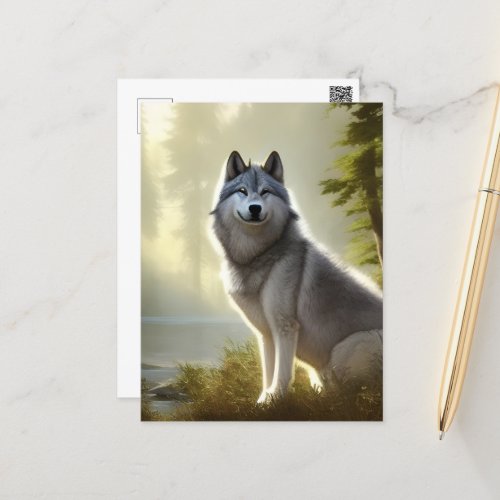 Timber Wolf Wildlife Portrait  Postcard