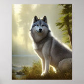 Timber Wolf Wildlife Portrait Poster | Zazzle