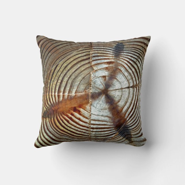 Timber Wood Cut Abstract Throw Pillow (Back)