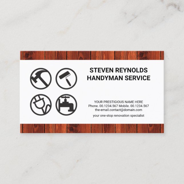 Timber Wood Fences Handyman Tools Contractor Business Card (Front)