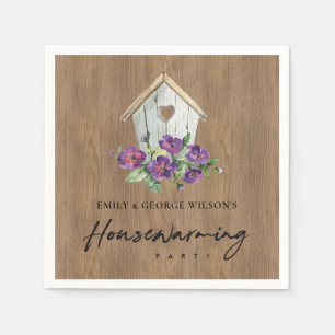 TIMBER WOOD FLORAL BIRD HOUSE HOUSEWARMING PARTY NAPKINS