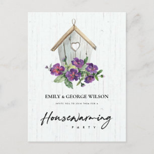 TIMBER WOOD FLORAL BIRD HOUSE HOUSEWARMING PARTY POSTCARD