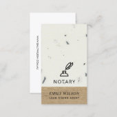 TIMBER WOOD GLAZED SPECKLED FEATHER NIB NOTARY BUSINESS CARD (Front/Back)