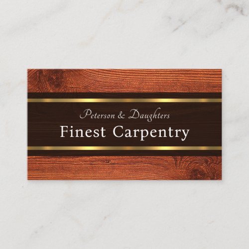 Timber Wood Gold Lines Carpentry Business Card