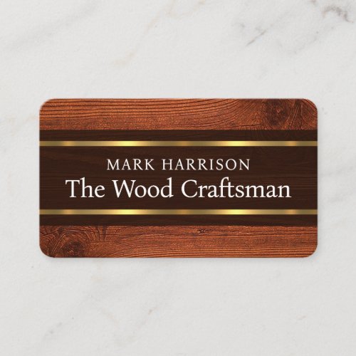 Timber Wood Gold Lines Craftsman Business Card
