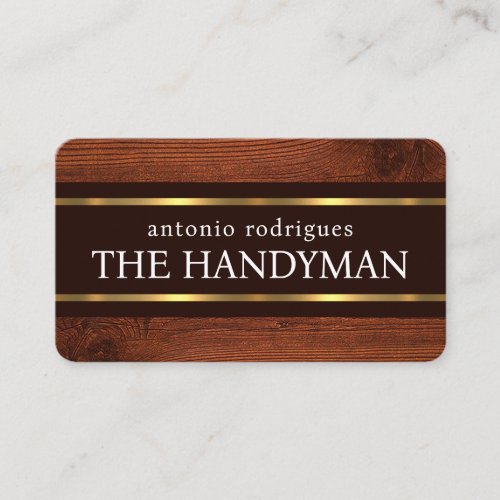 Timber Wood Gold Lines Handyman Banner Business Card