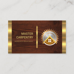 Timber Wood Gold Stripes Carpenter Business Card