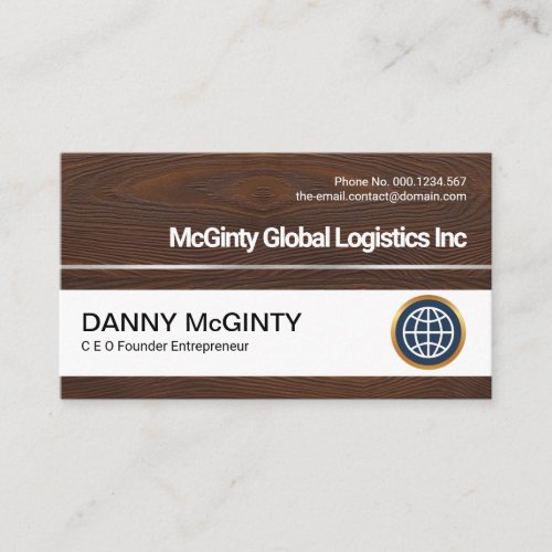 Timber Wood Grain Silver Line Global Startup Business Card