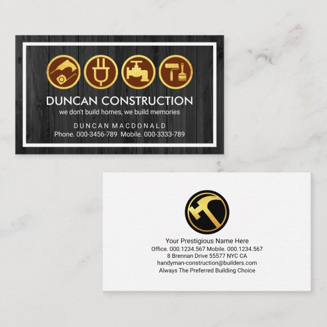 Timber Wood Handyman Frame Business Card (Front/Back)