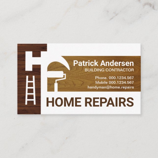 Timber Wood Handyman Tools Silhouette  Business Card (Front)