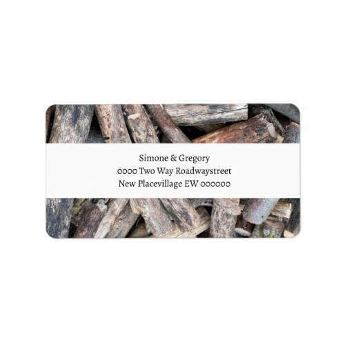 Timber wood pile firewood personalizable label