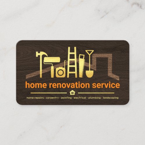 Timber Wood Roof Handyman Tools Business Card