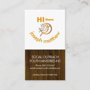 Timber Wood Smiling Christian Face Ministry Pastor Business Card