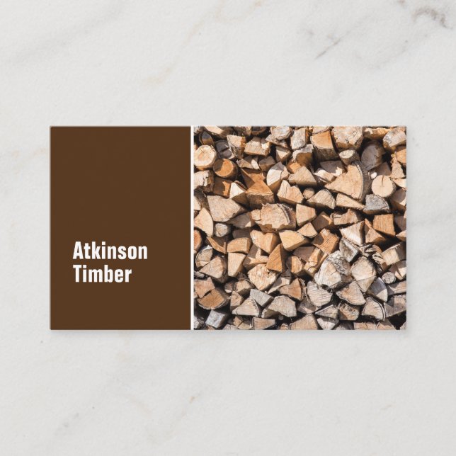Timber Yard Firewood Brown Minimal Business Card (Front)