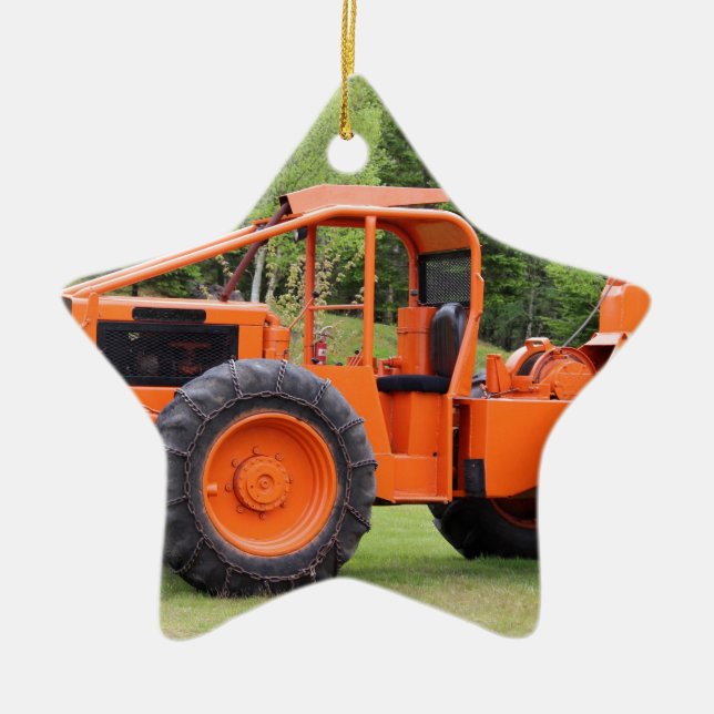 Timberjack Skidder Ceramic Ornament (Front)