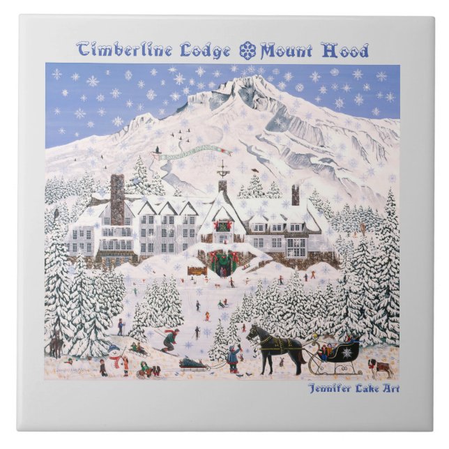 Timberline Lodge ~ Mount Hood Pillow Ceramic Tile (Front)