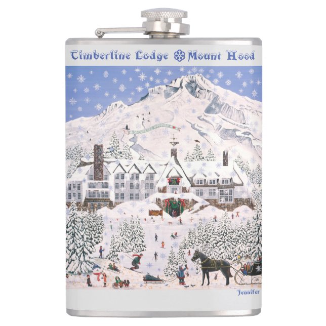 Timberline Lodge ~ Mount Hood Pillow Flask (Front)