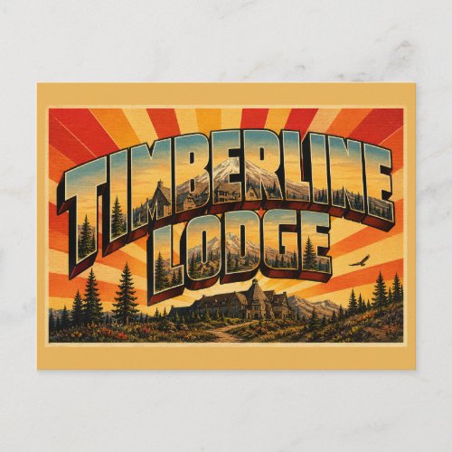 Timberline Lodge Oregon Volcano Alpine Forest Art Postcard
