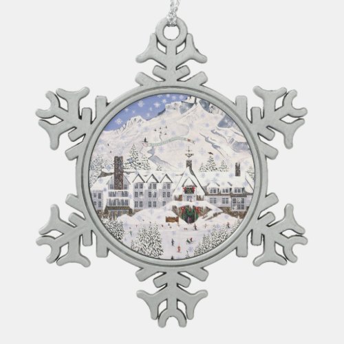Timberline Lodge Snowflake Pewter Christmas Ornament