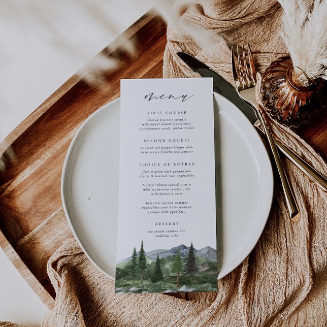 Timberline | Mountain Forest Watercolor Wedding Menu (Creator Uploaded)