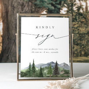 Timberline Mountain Forest Wedding Guestbook Sign