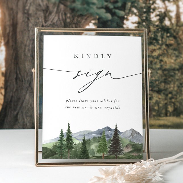 Timberline Mountain Forest Wedding Guestbook Sign (Creator Uploaded)