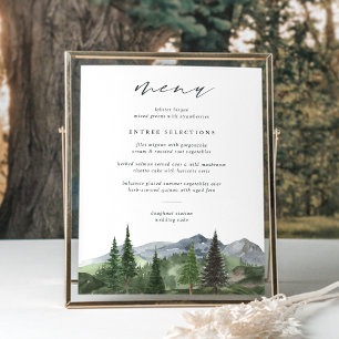 Timberline Mountain Forest Wedding Menu Sign