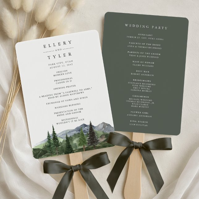 Timberline | Mountain Forest Wedding Program Hand Fan (Creator Uploaded)