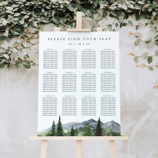 Timberline | Mountain Forest Wedding Seating Chart Foam Board (Creator Uploaded)